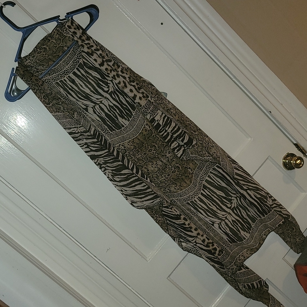 Sax sheer animal print long opened vest